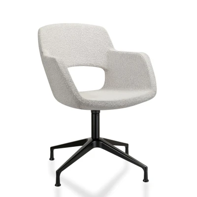 Afbeelding van Vergaderstoel Taro in bouclé stoffering Creme