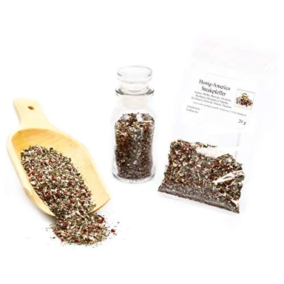 Afbeelding van honing America Steakpeper met zeezout, peper, steakkruiden, grill, specerijen, 20 g