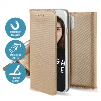 Afbeelding van Jaym, Folio hoesje Geschikt voor Samsung Galaxy A53 5G magnetische functie standaard, Goud