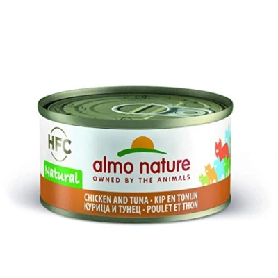 Afbeelding van Almo Nature Hfc Cat Natural Blik 70 g Kattenvoer Kip&amp;Tonijn