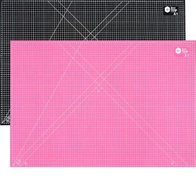 Afbeelding van Premium snijmat A1 90 x 60 cm, 5 lagen, zelfherstellend, A1, roze/zwart, met rooster en markeringen aan beide zijden in voor naaien, knutselen, modelbouw