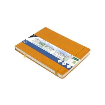 Afbeelding van Kangaro schetsboek A5 landscape okergeel PU hardcover met elastiek en lint K 861231