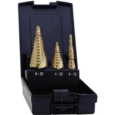 Afbeelding van Exact 07014 HSS Getrapteboorset 3 delig 4 12 mm, 20 6 30 mm TiN vlakken schacht 1 set(s)