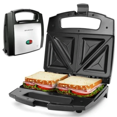 Afbeelding van Aigostar Tosti apparaat ijzer Sandwich maker 22,5x12,6cm 800 watt Zwart Lamo 30RFU