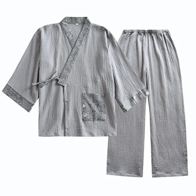 Afbeelding van Mannen Japanse Kimono Katoen Hanfu Oude Pyjama Pak Plus Size Taoïstische Kleding Zen Kleding, Kleur 14, XL