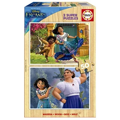 Afbeelding van Educa charme, Disney. 2 houten puzzels met elk 50 stukjes, vanaf 4 jaar. van hout, milieuvriendelijk, bestaande uit stukjes. Eco vriendelijk (19198)