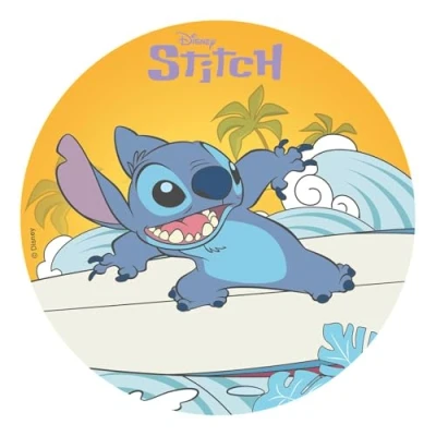 Afbeelding van Dekora Eetbare decoratie voor verjaardagstaart kinderen Stitch taartschijf 20 cm Glutenvrij, Lactosevrij Wafeltaartdecoratie Geschikt vegetariërs