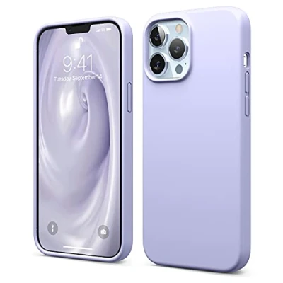 Afbeelding van elago Liquid Siliconen hoes, compatibel met iPhone 13 Pro Max, 6,7 inch, hoogwaardige siliconen, rondom bescherming, 3 laags, schokbestendig, zachte krasbestendige microvezelvoering (paars)