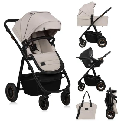 Afbeelding van Lionelo Amber Plus 3 in 1 Kinderwagen Reiswieg Autostoeltje XXL Ventilatie