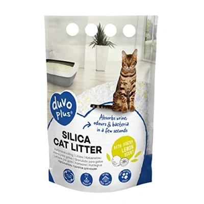 Afbeelding van Premium silica kattenbakvulling citroen Geel/wit 1 8mm 5L 2kg