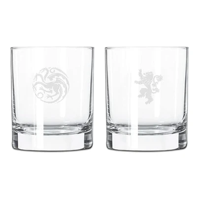 Afbeelding van Game of Thrones Whiskyglazen, set van 2, met gravure in geschenkdoos