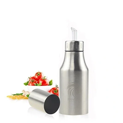 Afbeelding van Roestvrijstalen oliefles, olie en azijndispenser, lekvrij, vloeibare ingrediëntenfles, stofdicht, zilver, 500 ml