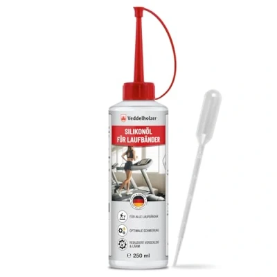 Afbeelding van Veddelholzer 250 ml 100% pure siliconenolie, loopband met doseerdop en pipet voor thuis, sportschool, loopband, universele olie cross