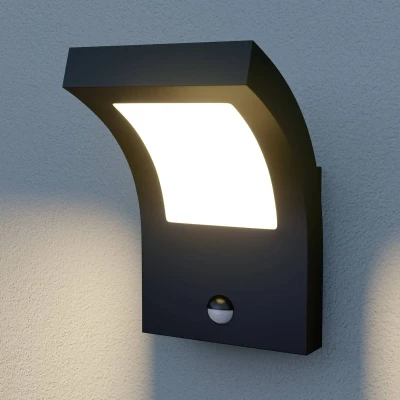 Afbeelding van Arcchio Wandlampen buiten 1licht aluminium, polycarbonaat H: 28 cm grafietgrijs (RAL 840 M), opaalwit Inclusief lichtbron