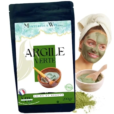 Afbeelding van Klei, 200 g, natuurlijk poeder, lichaams en gezichtsverzorging, peeling, reinigt zacht, ontgift de huid, (groen)