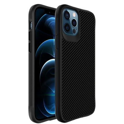 Afbeelding van iMoshion Hoesje Geschikt voor iPhone 12 Pro / Shockproof Rugged Hybrid Carbon Case Zwart