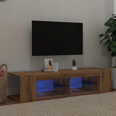 Afbeelding van vidaXL Tv meubel met LED 135x39x30 cm bewerkt hout artisanaal eiken