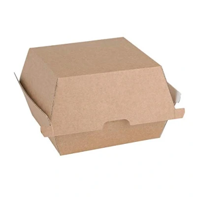 Afbeelding van Fiesta Compostable composteerbare hamburgerdoosjes kraft groot 112mm vierkant (150 stuks)