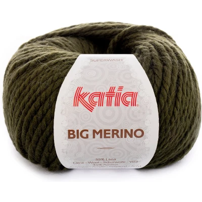 Afbeelding van Big merino garen Katia Kaki Groen Kleurnr. 17 wol haakgaren breien haken breigaren voor interieur baby super zacht breiwol