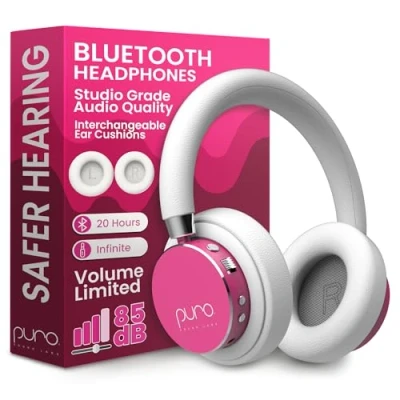 Afbeelding van Puro Sound Labs BT2200 Plus Bluetooth hoofdtelefoon voor kinderen met beperkt volume, veiligere kinderen, audiokwaliteit in studiokwaliteit en geluidsisolatie (roze)