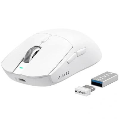 Afbeelding van ATTACK SHARK AJAZZ AJ139PRO souris de jeu sans fil, ultra légère (65g), capteur PAW3395, 26000 DPI, 4KHz, 2,4 GHz/USB C, Esports filaire, 6 boutons programme, batterie 700h, PC/MAC Blanc
