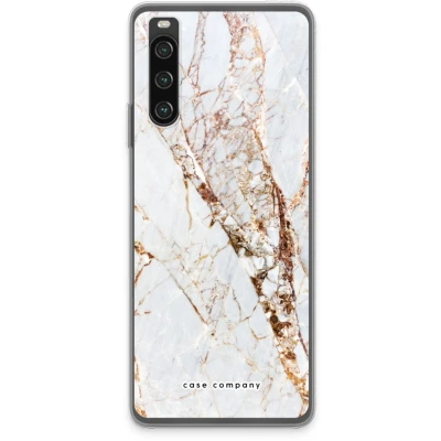 Afbeelding van Case Company® hoesje geschikt voor Sony Xperia 10 IV Goud marmer Soft Cover Telefoonhoesje Bescherming aan alle Kanten en Schermrand