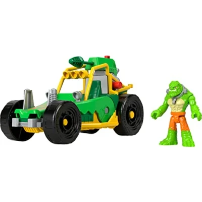 Afbeelding van Imaginext DC Super Friends Killer Croc auto met raketwerper, spel bevat 1 beweegbaar figuur, duwauto en raket, speelgoed voor kinderen, 3 jaar, HML05