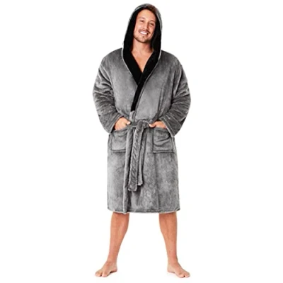 Afbeelding van CityComfort badjas voor heren, van fleece, grijs.
