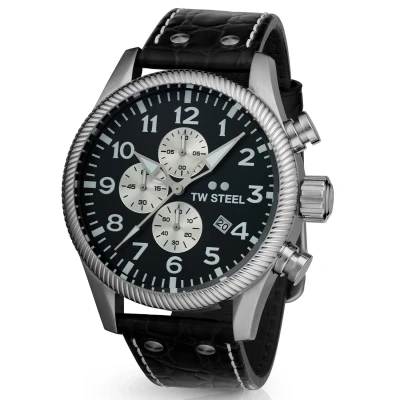 Afbeelding van TW Steel TWVS110 Volante Chrono Zwart Leer 48mm