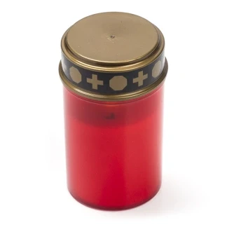 Afbeelding van LED grafkaars rood voor buiten met vlam effect 12,5cm