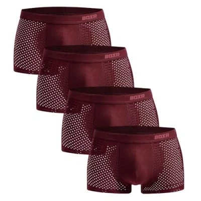 Afbeelding van BOXR Underwear Boxershorts van bamboe, set 4 stuks, zacht als zijde, ademend en milieuvriendelijk Comfortabel (S 3XL)., Rood