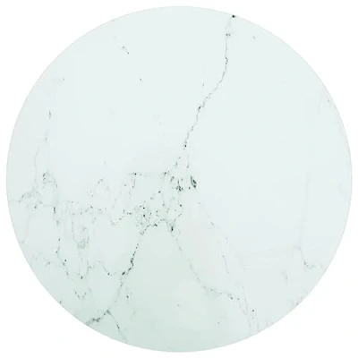 Afbeelding van vidaXL Tafelblad Ø60x0,8 cm gehard glas met marmeren design wit