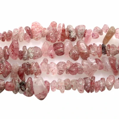 Afbeelding van Echte aardbei kwartskristallen onregelmatige kralen voor het maken van sieraden, 78,7 cm draad