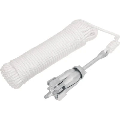 Afbeelding van Anker Met Touw Inklapbaar 1,5 Kg Smeedijzer Zilverkleurig