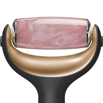 Afbeelding van rozenkwarts kop voor GESKE SmartAppGuided™ MicroNeedle Face &amp; Body Roller 9 in 1 accessoires anti aging micronaaldetox 100% zuiverheid Braziliaanse