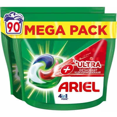 Afbeelding van 2e halve prijs: Ariel 4in1 Pods Wasmiddelcapsules Ultra Vlekverwijderaar 90 stuks