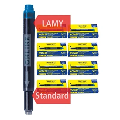 Afbeelding van ONLINE 40 x inktvullingen voor vulpen, compatibel met LAMY, Pelikan, Schneider enz., koningsblauwe inkt, universele inktpatronen uitwisbaar en wasbaar