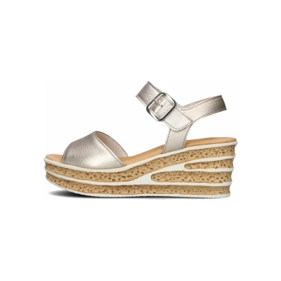 Afbeelding van Gabor Sandalen met plateauzool, Dames, Maat: 38, Zilver Veloursleer
