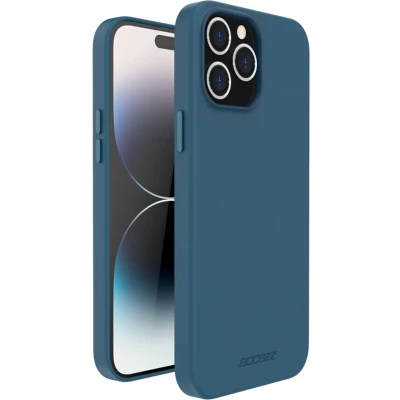 Afbeelding van Accezz Hoesje Geschikt voor iPhone 14 Pro Max Leather Backcover MagSafe Donkerblauw