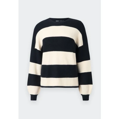 Afbeelding van ONLY Onlatia Stripe Trui, Dames, Maat: XS, Black/white/gray melange