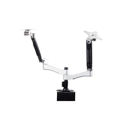 Image de SilverStone ARM Two ARM22SC Kit de montage (fixation par pince pour bureau, poteau, 2 bras articulés, plaques d&#039;interface) écrans LCD plastique, acier, alliage d&#039;aluminium argent Taille d&#039;écran : 15&quot; 24&quot;