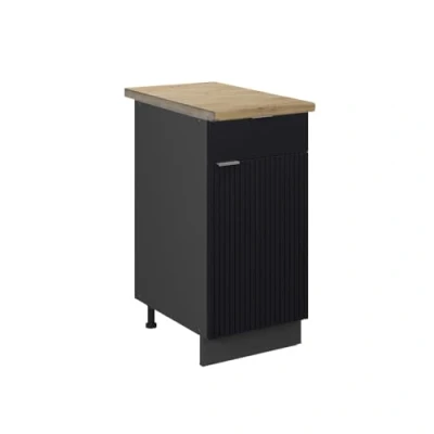 Afbeelding van Vicco Keukenonderkast Fame Line, Zwart gestreept/Antraciet, 40 cm , WB Eik