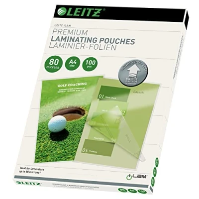 Afbeelding van Leitz 74780000 lamineerzakjes, dik materiaal, 80 micron (transparant, glanzend, A4) 100 stuks