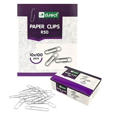 Afbeelding van D.RECT ​​​1000 stuks paperclips van metaal, 50 mm, fantasie paperclips, clips en verzinkt 10 x 100 zilverkleurig