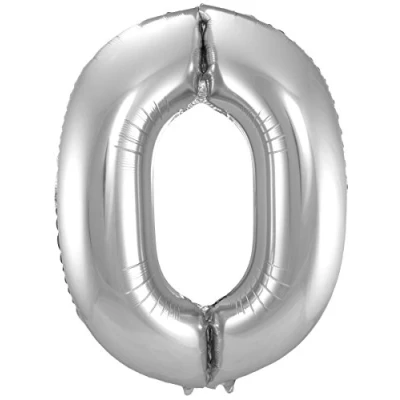 Afbeelding van Folat Folieballon Cijfer 0 Zilver 86 cm