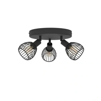 Afbeelding van EGLO Sonnino plafondlamp, industriële plafondlamp met 3 draaibare spots, zwarte metalen lamp, verlichting voor woonkamer en slaapkamer, fitting E14