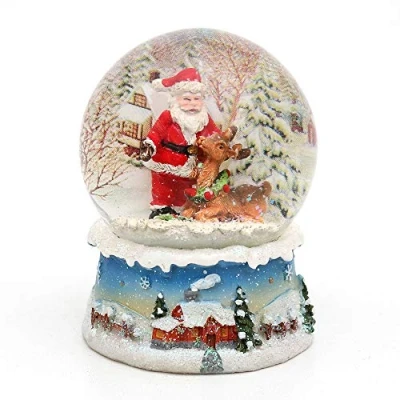 Afbeelding van Dekohelden24 500892 A prachtige sneeuwbol kerstman met rendier afmetingen: 8,5 x 7 cm/6,5 cm (hoogte breedte/diameter)