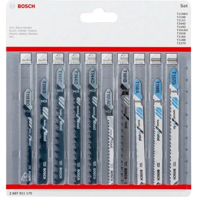 Image de BOSCH 2607011170 Jeu de lames scie sauteuse avec queue en T pour bois et métal 10 pièces