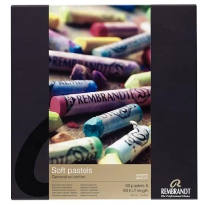 Afbeelding van Soft pastel set heel en half 2 x 60 kleuren softpastels pastelkrijt