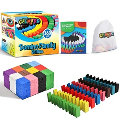 Afbeelding van Calmado 360 stuks Dominostenen / van hout Domino Family Edition set + tas boekje